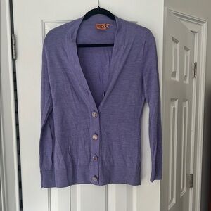 Tory Burch Purple Cardigan Soft Knit V-Neck Style